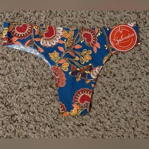 Splendies small NWT blue floral thong